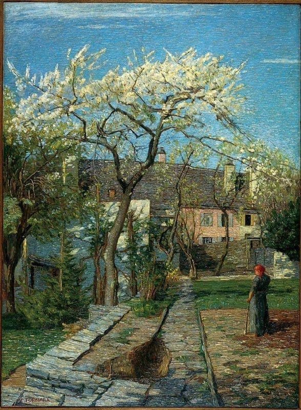Tableaux sur toile, reproduction de Carlo Fornara Cherry Trees In Bloom 1914