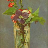 Carnations And Clematis In A Crystal Vase By Edouard Manet