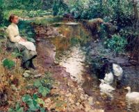 Carpentier Evariste Daydreaming By The Stream canvas print