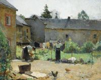 Carpentier Evariste Women Hanging The Laundry Out To Dry In A Courtyard