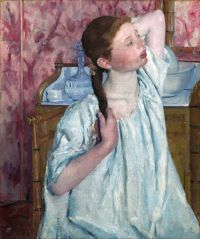 그녀의 베일을 정리하는 카사트 메리 여성 Ca. 1890년