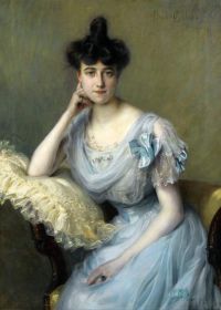 Chabas Paul Emile Portrait De Jeune Femme La Robe Bleue