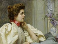 빨간 스카프를 두른 여인의 샤바스 폴 에밀 초상화