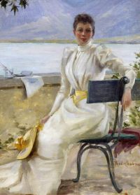 Chabas Paul Emile Young Lady In Front Of The Lac D Annecy