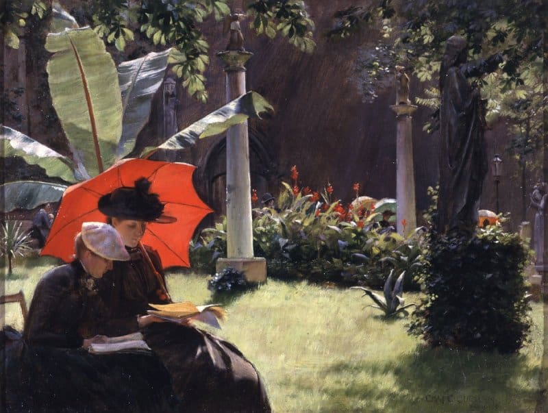 Tableaux sur toile, Reproduktion von Charles Courtney Curran Afternoon In The Cluny Garden Paris 1889