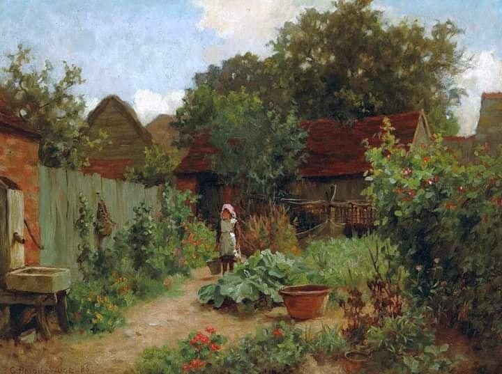 Tableaux sur toile, Reproduktion von Charles Haigh-wood The Kitchen Garden 1883