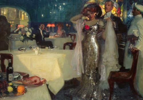 Charles Hoffbauer In The Restaurant - Full Image canvas print