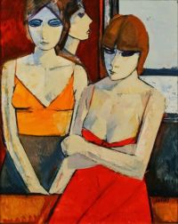 Charles Levier Three Women Of The Night 1960 canvas print