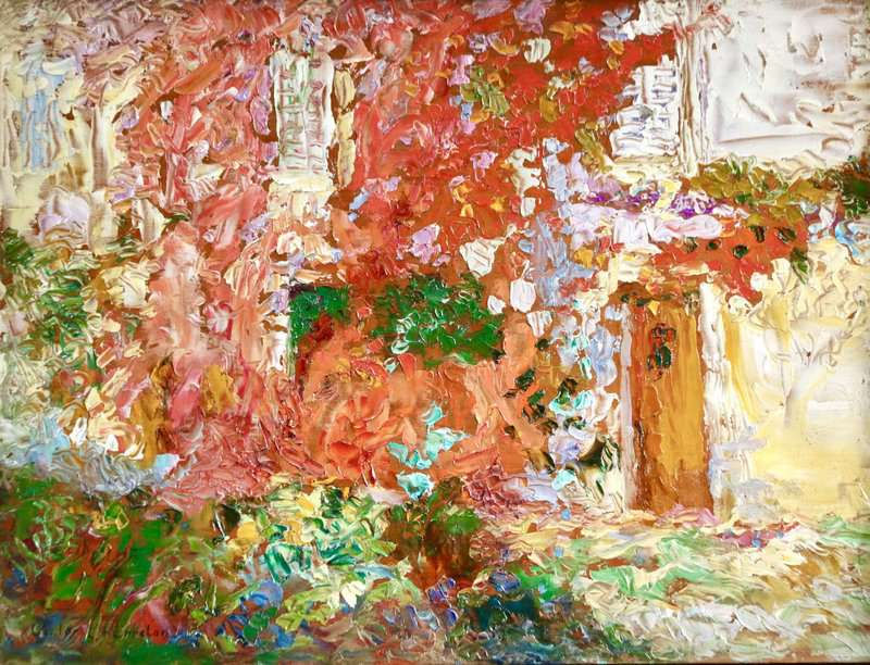 Charreton Victor Flowers By A Cottage Ca. 1900 canvas print