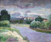 강 위의 Charreton Victor Ca. 1910년