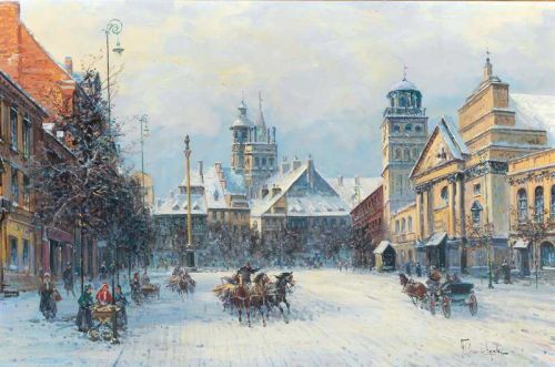 Chmielinski Wladyslaw Motiv Aus Einem Winterlichen Warschau canvas print