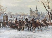 Chmielinski Wladyslaw Winter Market Activity canvas print