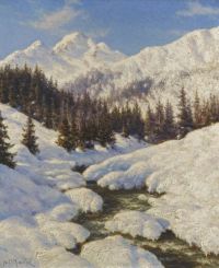 Choultse Ivan Fedorovich Stream In The Snow canvas print