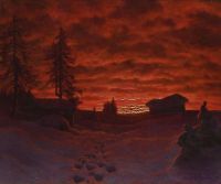 Choultse Ivan Fedorovich Sonnenuntergang über einer verschneiten Landschaft 1923 Leinwanddruck