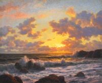 Choultse Ivan Fedorovich Sonnenuntergang über den brechenden Wellen Leinwanddruck