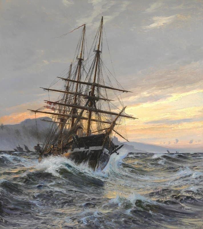 Tableaux sur toile, reproduction de Christian Molsted The Frigate Jutland Off Plymouth 1897