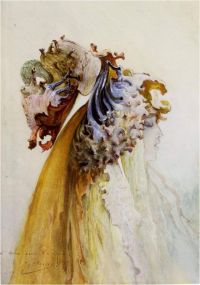 Clairin Georges تمثال نصفي لامرأة في ملف تعريف الشعر مع الأعشاب البحرية والأصداف