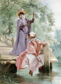 Clairin Georges Elegant Ladies Fishing 1900 canvas print
