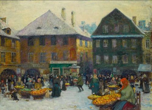 Clark Alson Skinner Marketplace In Prague Ca. 1912 canvas print