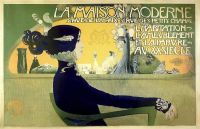 Klassische moderne Möbelreproduktionen, erstaunliches Vintages französisches Jugendstil-Werbeplakat