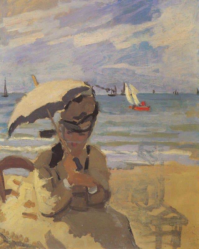 Claude Monet Camille Monet On The Beach At Trouville canvas print