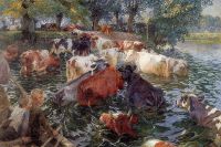 Claus Emile Cows Crossing The Lys River 1899