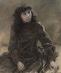 클라우스 에밀 미스 Jc 1891의 앉아 있는 어린 소녀 초상화