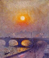 Claus Emile Sonnenuntergang über der Waterloo Bridge