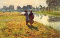 Claus Emile Young Peasant Women Beside The Lys 1887 canvas print