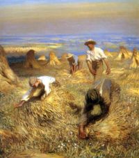 Clausen George Harvesting The Sheaves 1902 مطبوعة على القماش