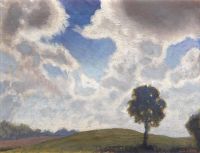 جورج كلوسن منظر طبيعي مع شجرة ظلية