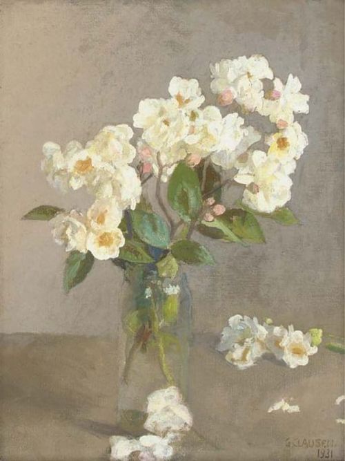 Clausen George Little White Roses 1931 canvas print