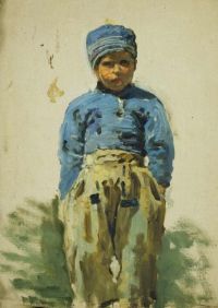 كلاوسن جورج دراسة لطباعة قماشية لطفل هولندي في منتصف السبعينيات من القرن التاسع عشر