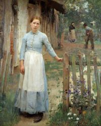 Clausen George The Girl At The Gate 1899 canvas print