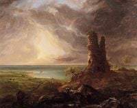 Cole romantische Landschaft mit Turmruinen