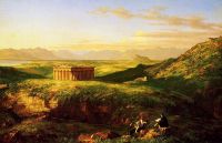 Cole The Temple Of Segesta With The Artist Sketching canvas print