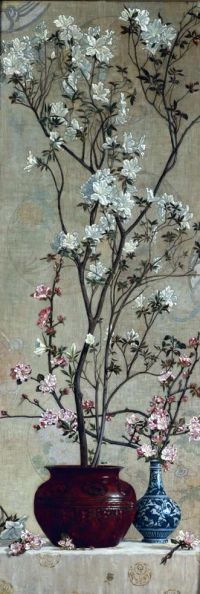 طباعة قماشية كولمان تشارلز كاريل أزاليز وأزهار التفاح 1879