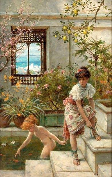 Coleman William Stephen Children At Marble Pond With Goldfish 1890 canvas print