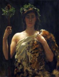 Collier John Young Girl Draped In A Tiger Skin canvas print