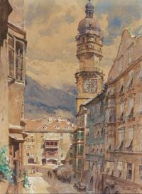 Compton Edward Harrison Blick Aufs Goldene Dachl In Innsbruck canvas print
