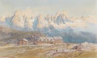 Compton Edward Harrison The Mountain Refuge Schlernhaus On The High Plateau Of Schlern Mountain With The Dolomites canvas print