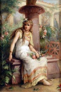 Coomans Diana Classical Maiden في حديقة إيطالية 1880