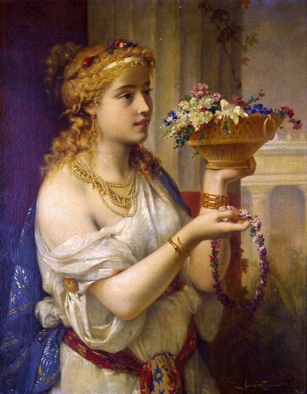 Coomans Diana Young Girl With Flowers 1871 canvas print