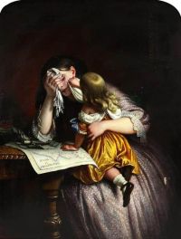 Cope Charles West A Mother And Child Receiving Tragic News From The Crimea
