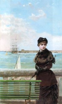 Corcos Vittorio Matteo Eine elegante Frau in St. Malo 1883