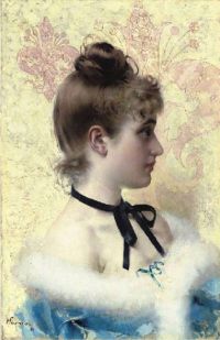 Corcos Vittorio Matteo Lady In Blue 1884 canvas print