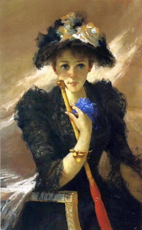 Corcos Vittorio Matteo Lady With Umbrella canvas print