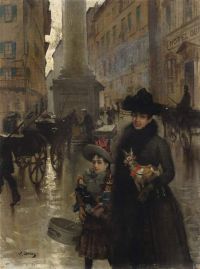 Corcos Vittorio Matteo Piazza Santa Trinit Florence Ca. 1886