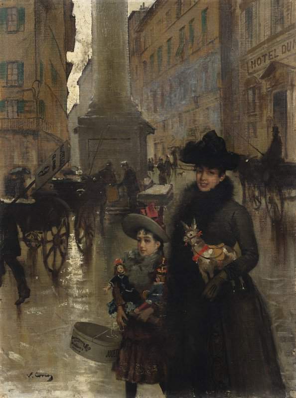 Corcos Vittorio Matteo Piazza Santa Trinit Florence Ca. 1886 canvas print