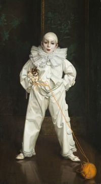 Corcos Vittorio Matteo Porträt eines Kindes im Kostüm von Pierrot